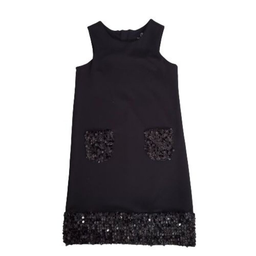 Land's End Kids Girls Black Sleeveless Sequin T-Shirt Jumper Dress Size 6X-7 - Picture 4 of 13